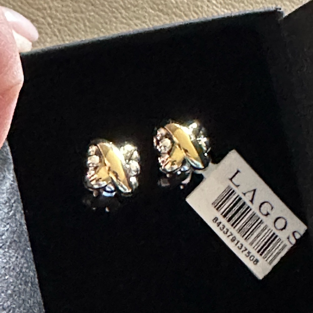 LAGOS Embrace Two-Tone X Omega Clip 11MM Earrings - Picture 4 of 12